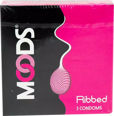 Moods Ribbed Condoms  3 Pcs