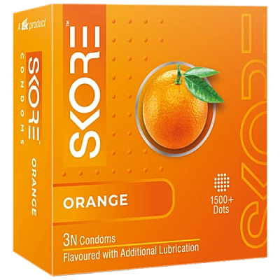 Skore Dotted  Coloured Condoms - Orange Flavoured, 3 pcs