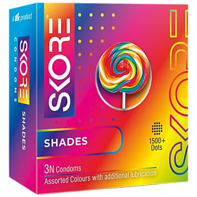 Skore Assorted Colours &amp;amp; Dotted Shades Condoms, 3 pcs